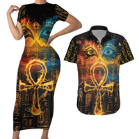 Eye of Ra and Eye of Horus Couples Matching Short Sleeve Bodycon Dress and Hawaiian Shirt Power and Magic Ancient Egyptian Mythology LT9 - Wonder Print Shop