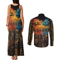 Eye of Ra and Eye of Horus Couples Matching Tank Maxi Dress and Long Sleeve Button Shirt Power and Magic Ancient Egyptian Mythology LT9 - Wonder Print Shop