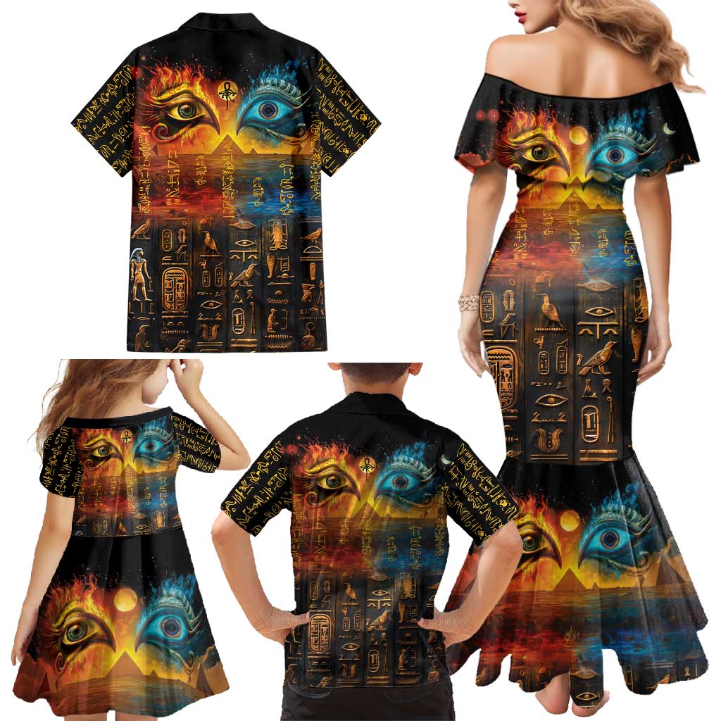 Eye of Ra and Eye of Horus Family Matching Mermaid Dress and Hawaiian Shirt Power and Magic Ancient Egyptian Mythology LT9 - Wonder Print Shop