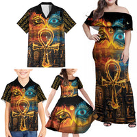 Eye of Ra and Eye of Horus Family Matching Off Shoulder Maxi Dress and Hawaiian Shirt Power and Magic Ancient Egyptian Mythology LT9 - Wonder Print Shop