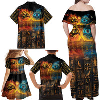 Eye of Ra and Eye of Horus Family Matching Off Shoulder Maxi Dress and Hawaiian Shirt Power and Magic Ancient Egyptian Mythology LT9 - Wonder Print Shop