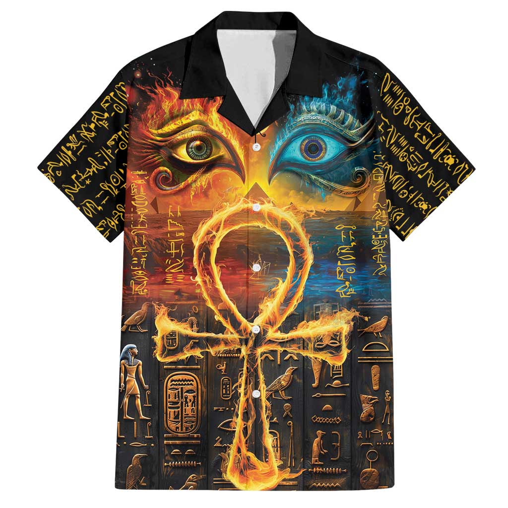 Eye of Ra and Eye of Horus Family Matching Off Shoulder Short Dress and Hawaiian Shirt Power and Magic Ancient Egyptian Mythology LT9 - Wonder Print Shop