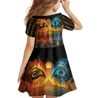 Eye of Ra and Eye of Horus Family Matching Short Sleeve Bodycon Dress and Hawaiian Shirt Power and Magic Ancient Egyptian Mythology - Wonder Print Shop