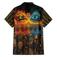 Eye of Ra and Eye of Horus Family Matching Short Sleeve Bodycon Dress and Hawaiian Shirt Power and Magic Ancient Egyptian Mythology - Wonder Print Shop