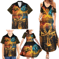 Eye of Ra and Eye of Horus Family Matching Summer Maxi Dress and Hawaiian Shirt Power and Magic Ancient Egyptian Mythology - Wonder Print Shop