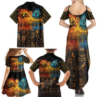 Eye of Ra and Eye of Horus Family Matching Summer Maxi Dress and Hawaiian Shirt Power and Magic Ancient Egyptian Mythology - Wonder Print Shop