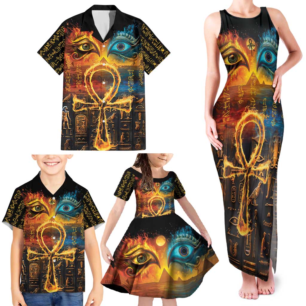 Eye of Ra and Eye of Horus Family Matching Tank Maxi Dress and Hawaiian Shirt Power and Magic Ancient Egyptian Mythology - Wonder Print Shop