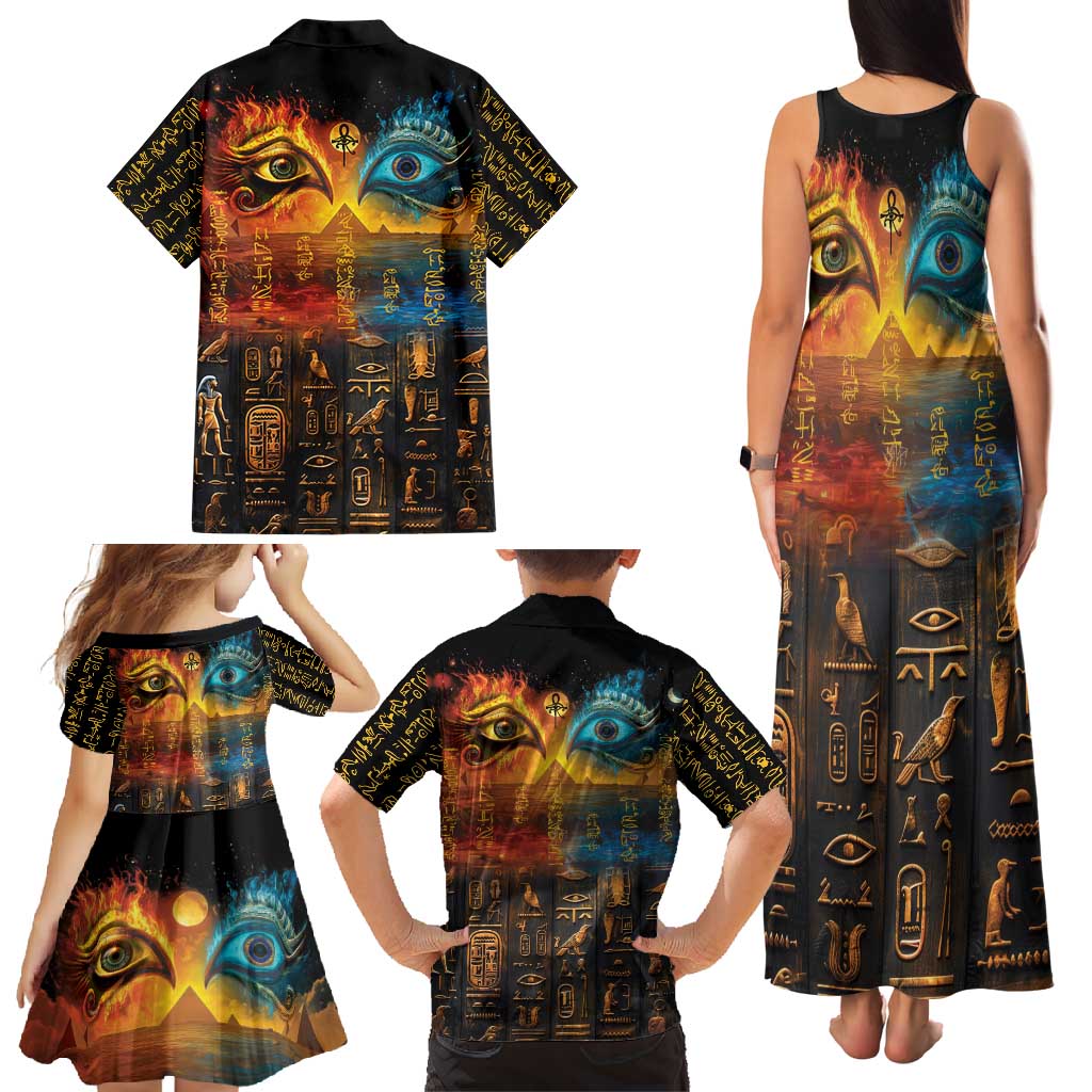 Eye of Ra and Eye of Horus Family Matching Tank Maxi Dress and Hawaiian Shirt Power and Magic Ancient Egyptian Mythology - Wonder Print Shop