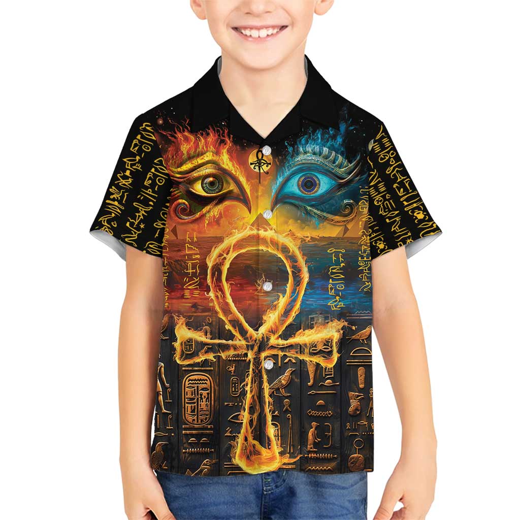 Eye of Ra and Eye of Horus Family Matching Tank Maxi Dress and Hawaiian Shirt Power and Magic Ancient Egyptian Mythology - Wonder Print Shop