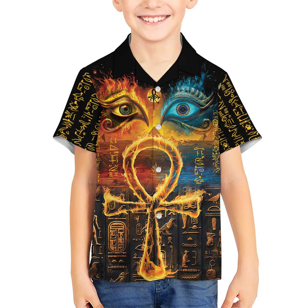 Eye of Ra and Eye of Horus Kid Hawaiian Shirt Power and Magic Ancient Egyptian Mythology - Wonder Print Shop