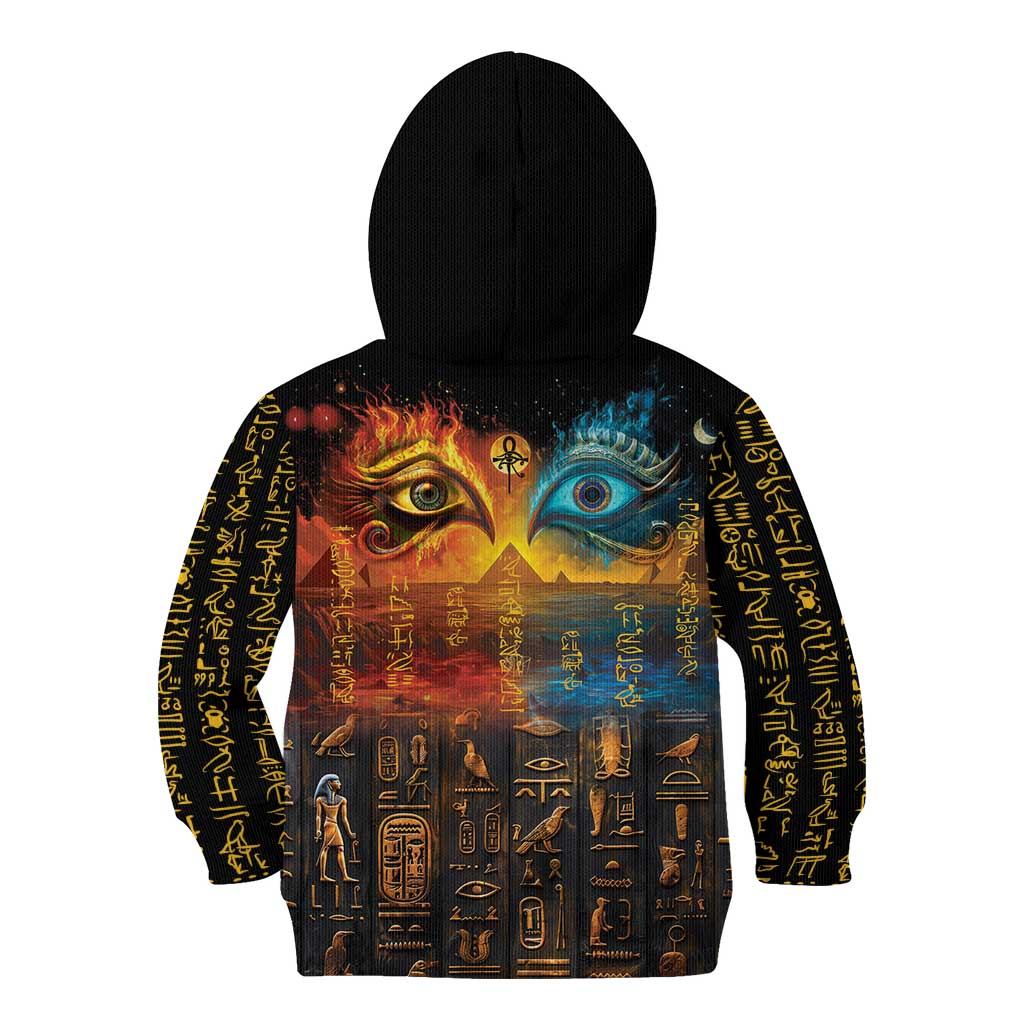 Eye of Ra and Eye of Horus Kid Hoodie Power and Magic Ancient Egyptian Mythology - Wonder Print Shop