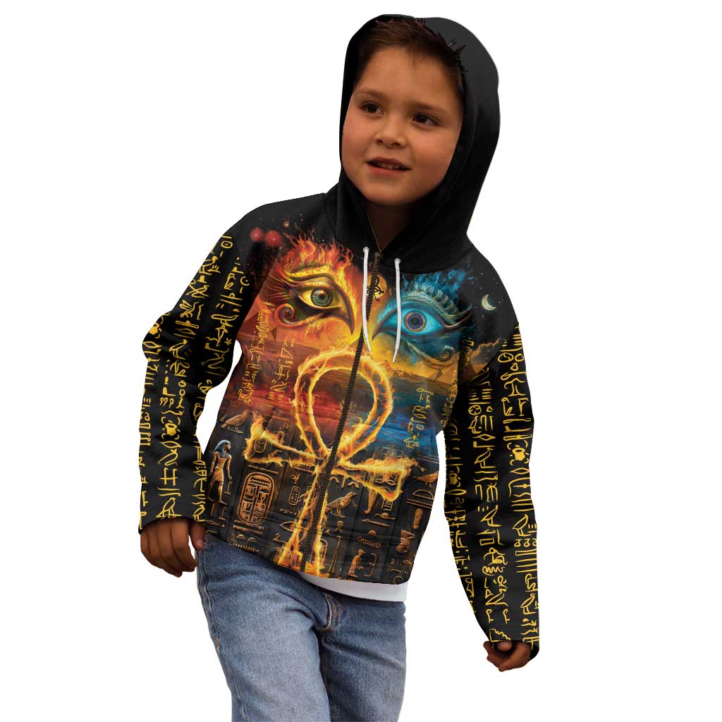 Eye of Ra and Eye of Horus Kid Hoodie Power and Magic Ancient Egyptian Mythology - Wonder Print Shop