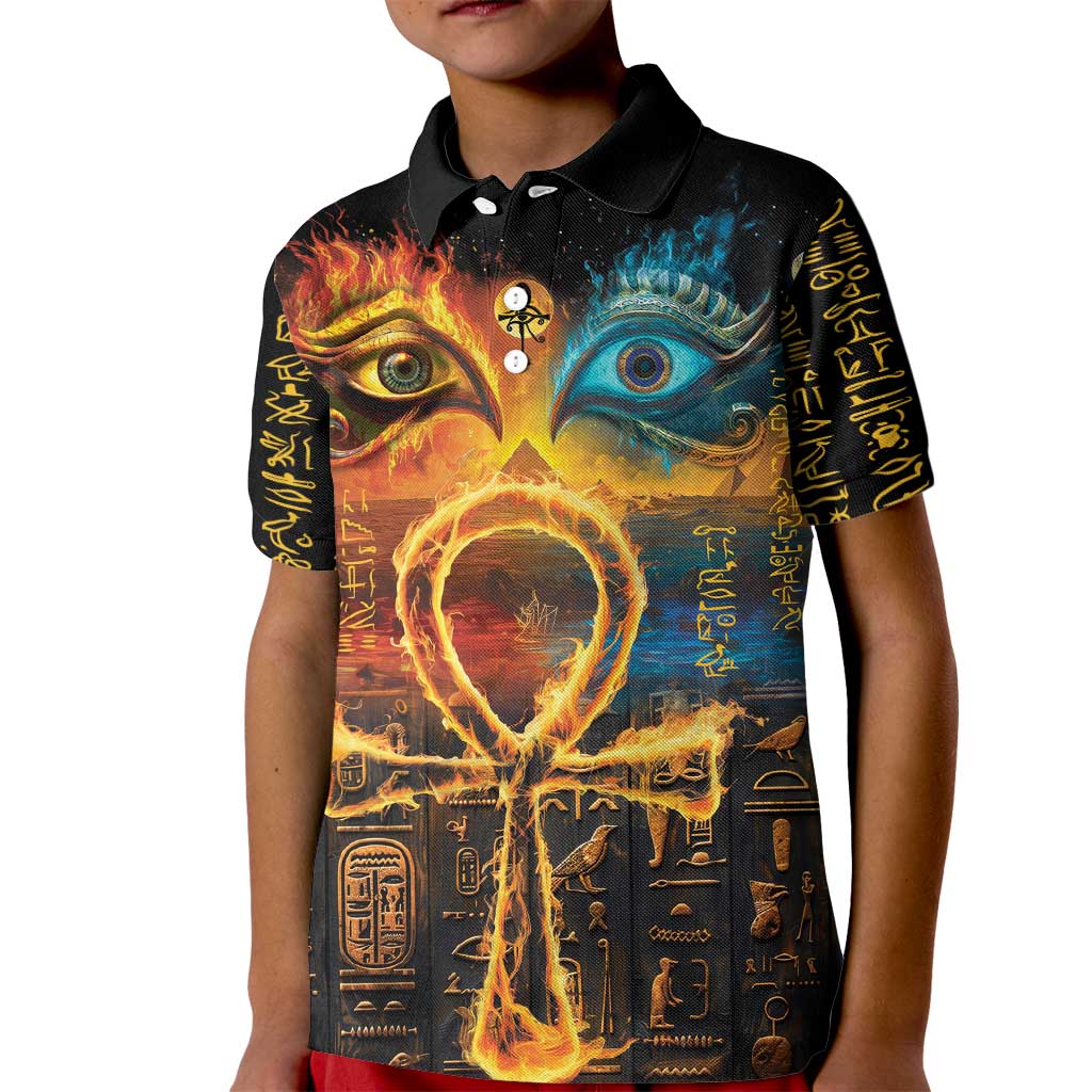 Eye of Ra and Eye of Horus Kid Polo Shirt Power and Magic Ancient Egyptian Mythology - Wonder Print Shop