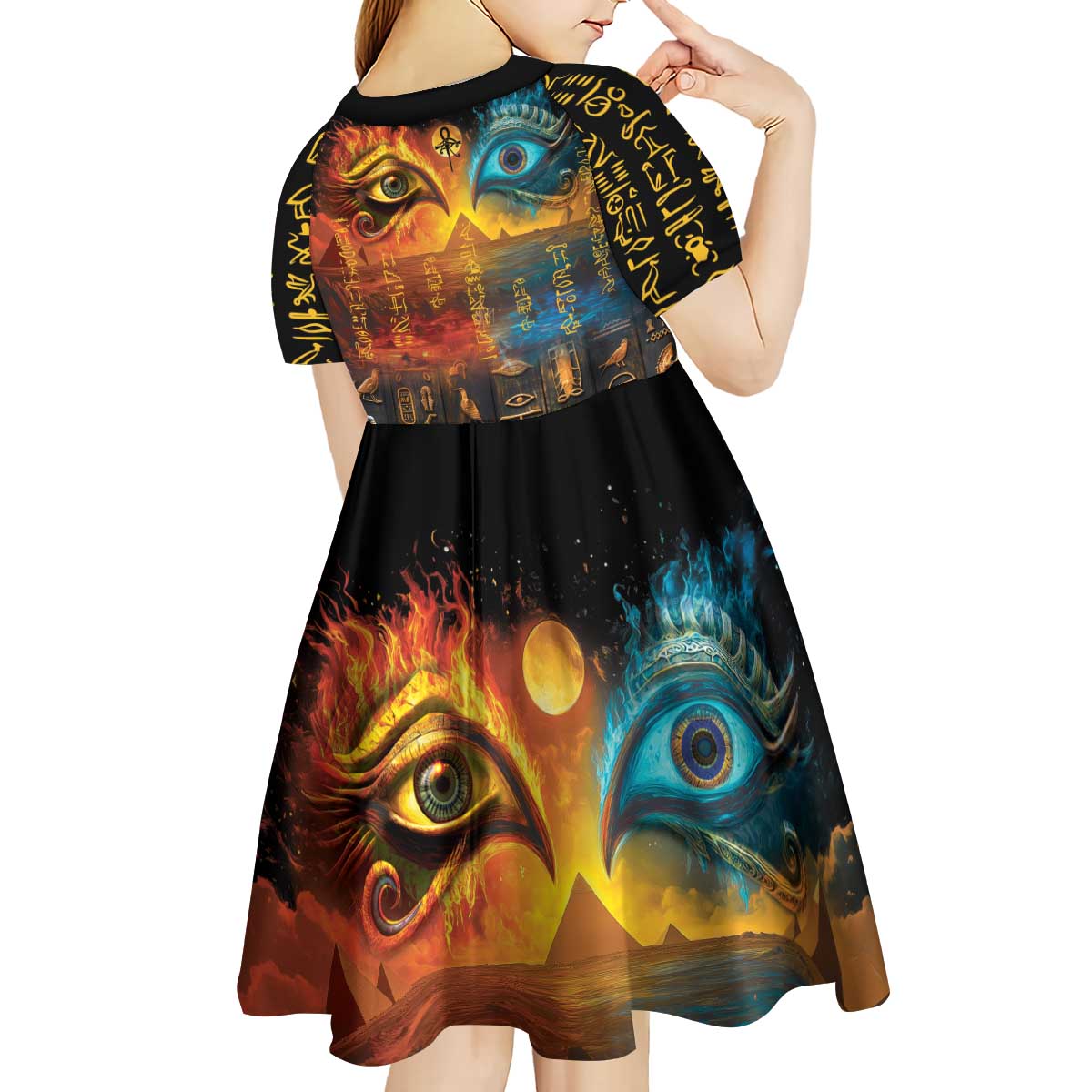 Eye of Ra and Eye of Horus Kid Short Sleeve Dress Power and Magic Ancient Egyptian Mythology - Wonder Print Shop
