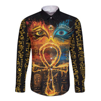 Eye of Ra and Eye of Horus Long Sleeve Button Shirt Power and Magic Ancient Egyptian Mythology - Wonder Print Shop