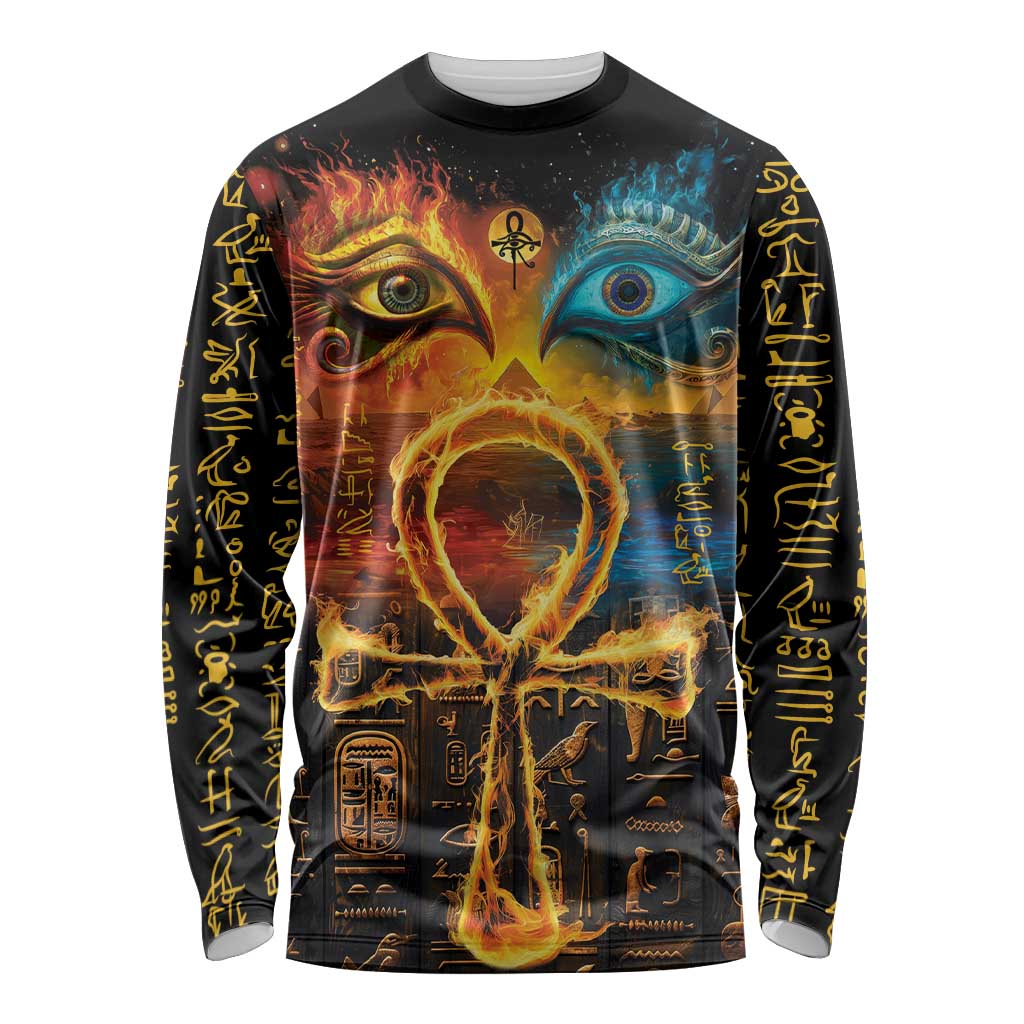 Eye of Ra and Eye of Horus Long Sleeve Shirt Power and Magic Ancient Egyptian Mythology - Wonder Print Shop