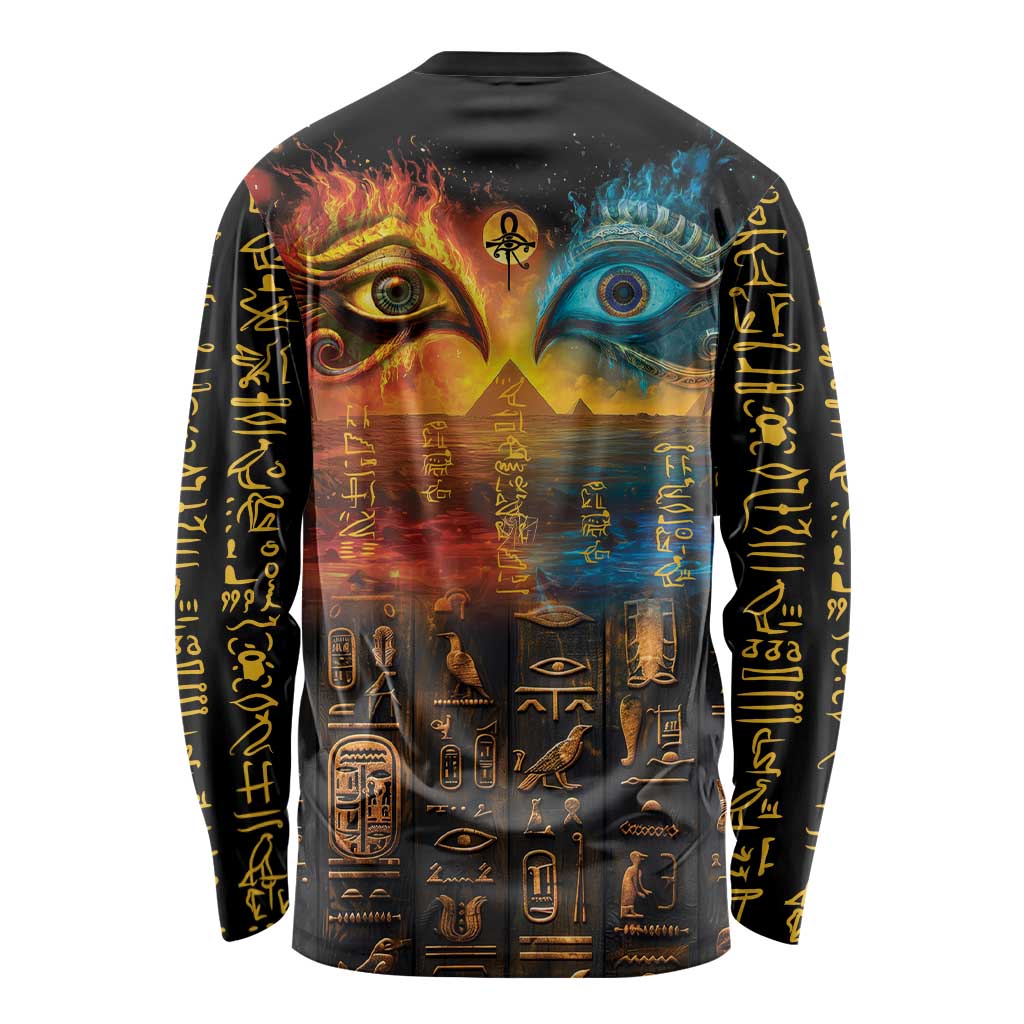 Eye of Ra and Eye of Horus Long Sleeve Shirt Power and Magic Ancient Egyptian Mythology - Wonder Print Shop