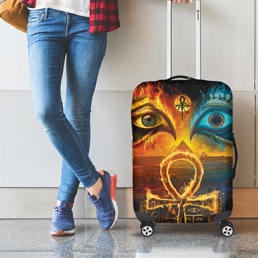 Eye of Ra and Eye of Horus Luggage Cover Power and Magic Ancient Egyptian Mythology - Wonder Print Shop