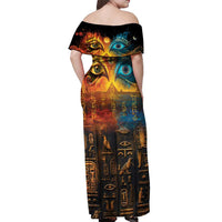 Eye of Ra and Eye of Horus Off Shoulder Maxi Dress Power and Magic Ancient Egyptian Mythology - Wonder Print Shop