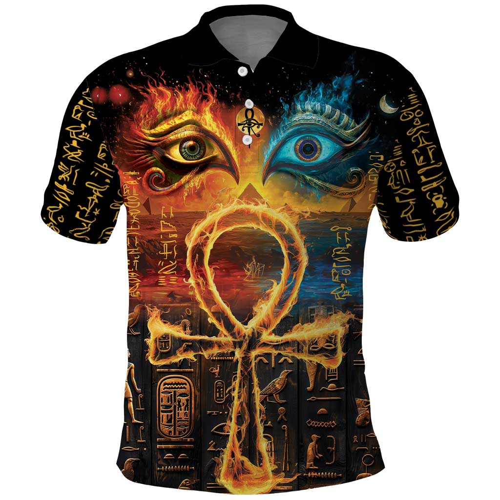 Eye of Ra and Eye of Horus Polo Shirt Power and Magic Ancient Egyptian Mythology - Wonder Print Shop
