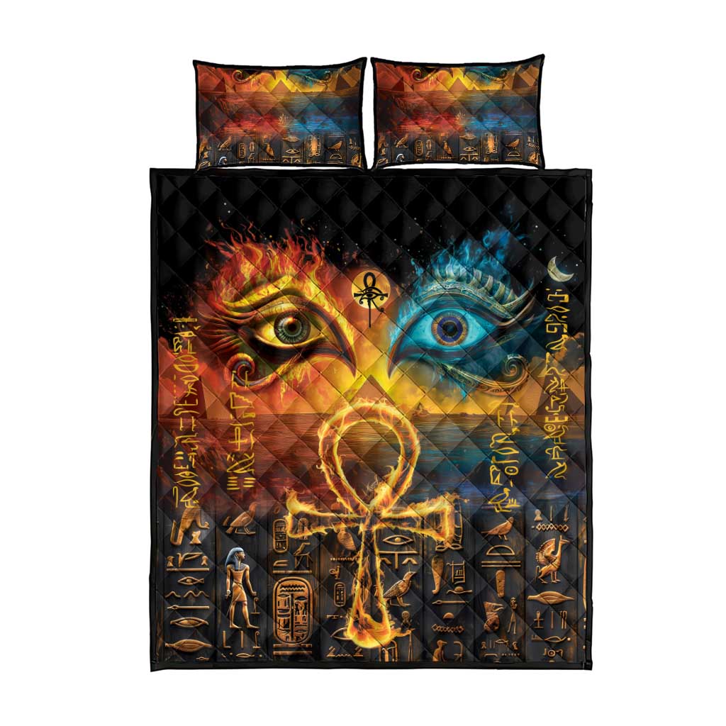 Eye of Ra and Eye of Horus Quilt Bed Set Power and Magic Ancient Egyptian Mythology - Wonder Print Shop