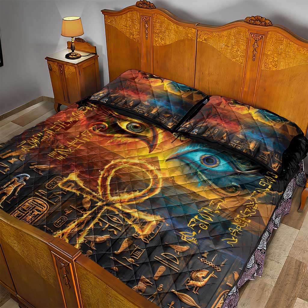 Eye of Ra and Eye of Horus Quilt Bed Set Power and Magic Ancient Egyptian Mythology - Wonder Print Shop