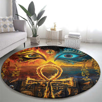 Eye of Ra and Eye of Horus Round Carpet Power and Magic Ancient Egyptian Mythology