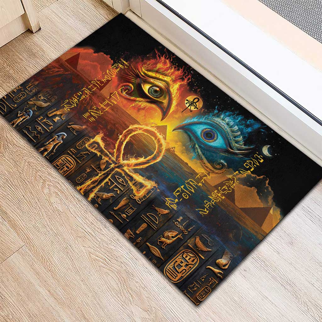 Eye of Ra and Eye of Horus Rubber Doormat Power and Magic Ancient Egyptian Mythology - Wonder Print Shop