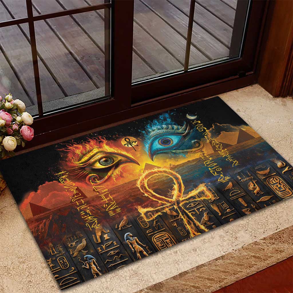 Eye of Ra and Eye of Horus Rubber Doormat Power and Magic Ancient Egyptian Mythology - Wonder Print Shop