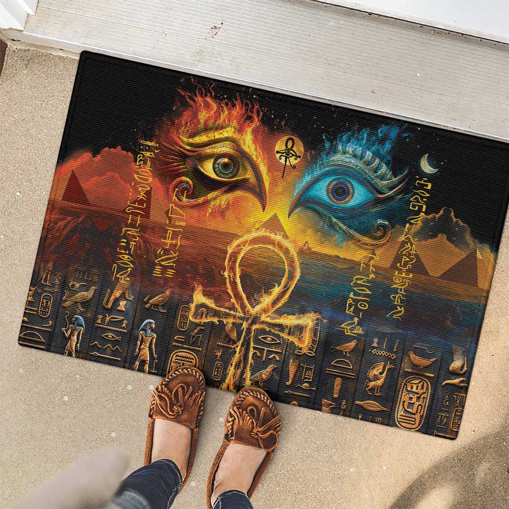 Eye of Ra and Eye of Horus Rubber Doormat Power and Magic Ancient Egyptian Mythology - Wonder Print Shop