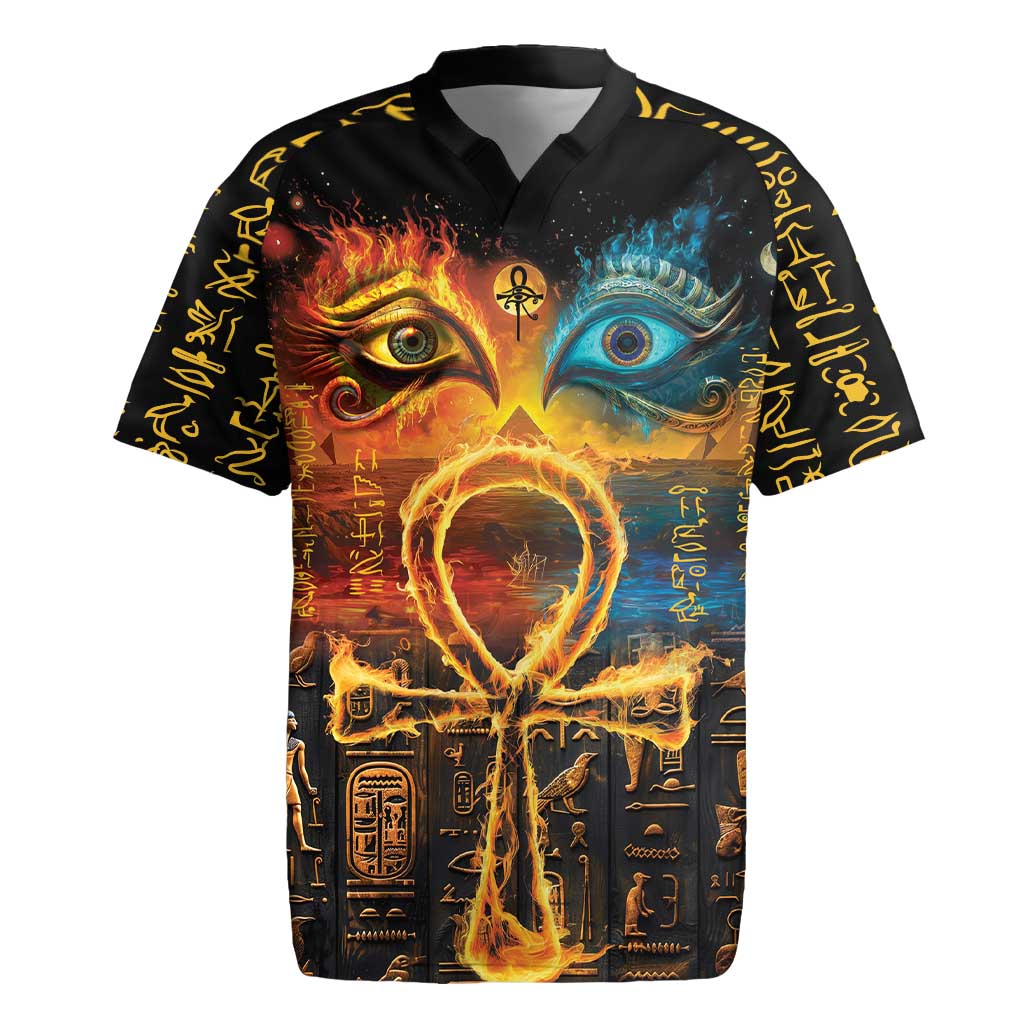 Eye of Ra and Eye of Horus Rugby Jersey Power and Magic Ancient Egyptian Mythology - Wonder Print Shop