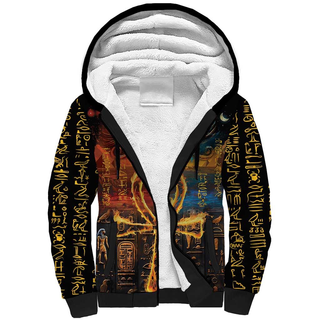 Eye of Ra and Eye of Horus Sherpa Hoodie Power and Magic Ancient Egyptian Mythology - Wonder Print Shop