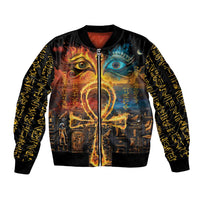 Eye of Ra and Eye of Horus Sleeve Zip Bomber Jacket Power and Magic Ancient Egyptian Mythology - Wonder Print Shop