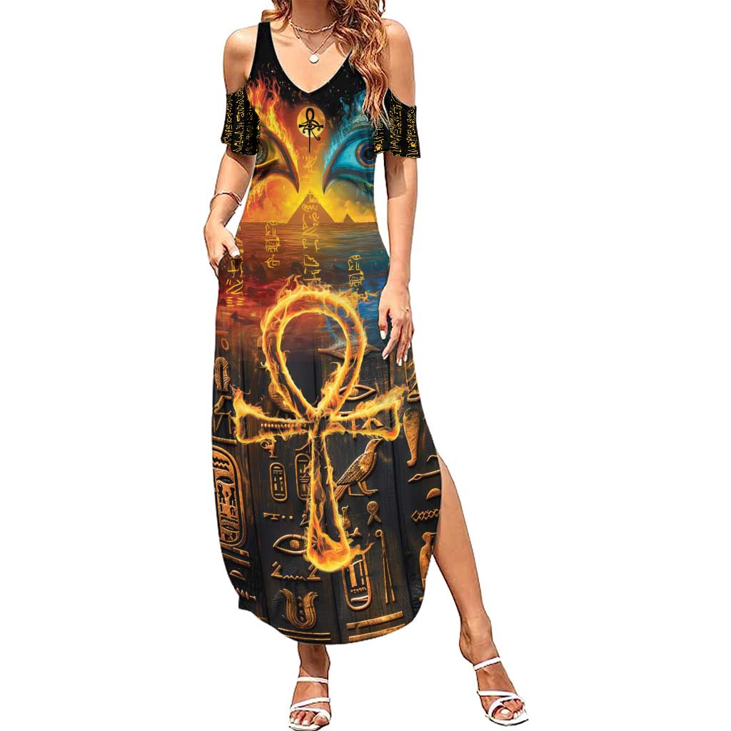 Eye of Ra and Eye of Horus Summer Maxi Dress Power and Magic Ancient Egyptian Mythology - Wonder Print Shop
