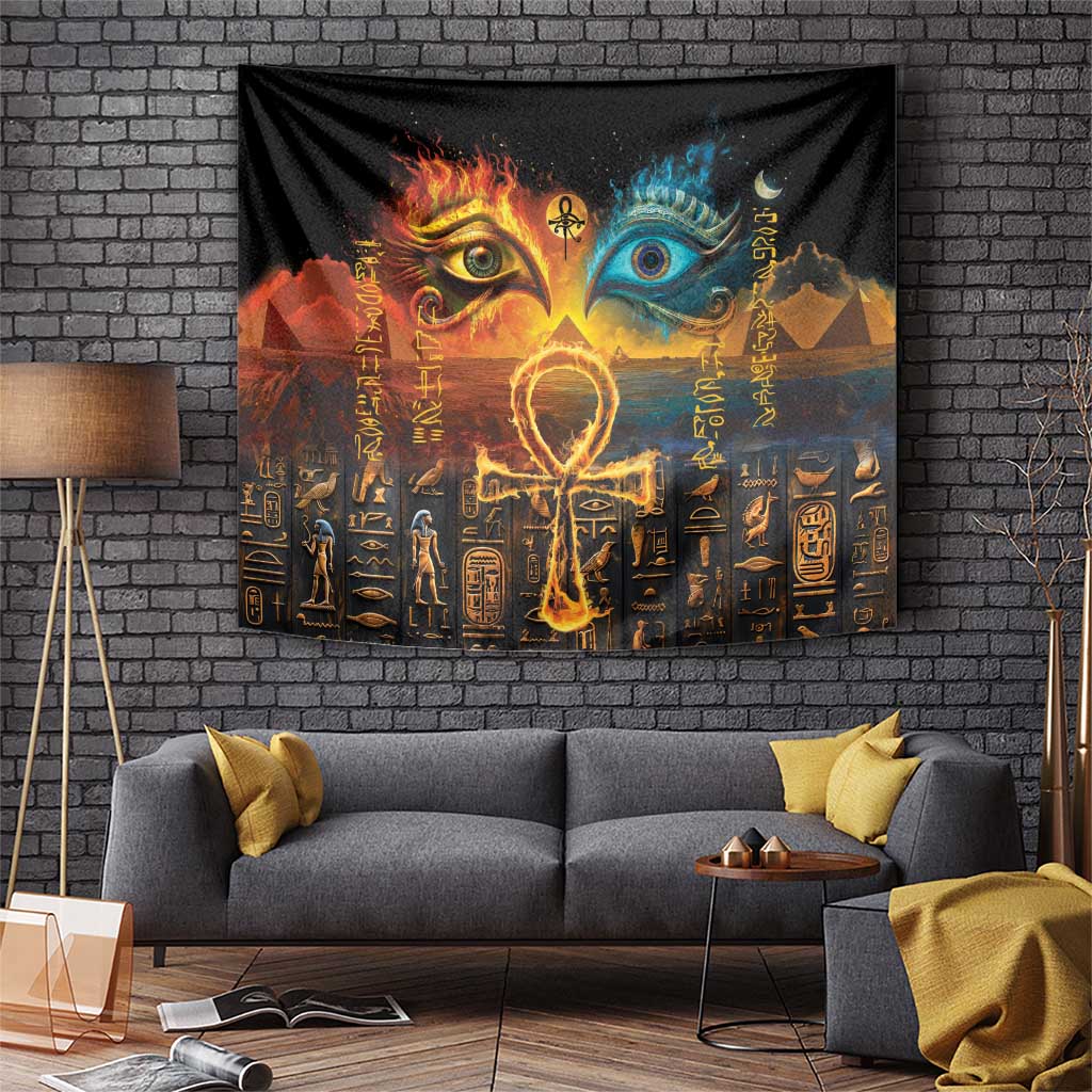 Eye of Ra and Eye of Horus Tapestry Power and Magic Ancient Egyptian Mythology - Wonder Print Shop