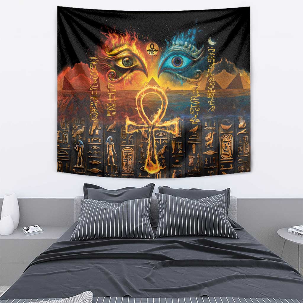 Eye of Ra and Eye of Horus Tapestry Power and Magic Ancient Egyptian Mythology - Wonder Print Shop