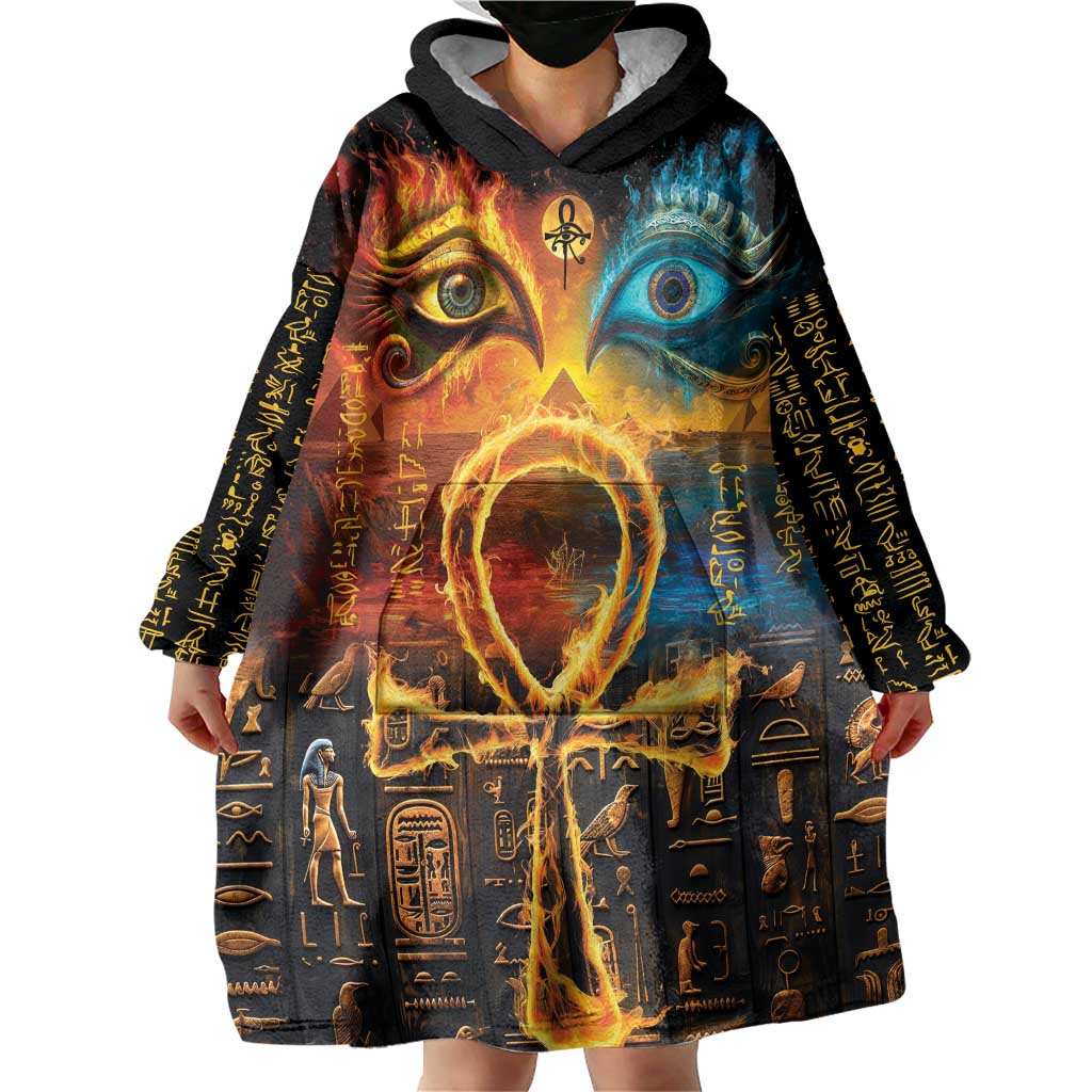 Eye of Ra and Eye of Horus Wearable Blanket Hoodie Power and Magic Ancient Egyptian Mythology - Wonder Print Shop