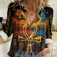 Eye of Ra and Eye of Horus Women Casual Shirt Power and Magic Ancient Egyptian Mythology - Wonder Print Shop