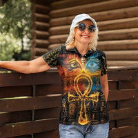 Eye of Ra and Eye of Horus Women Polo Shirt Power and Magic Ancient Egyptian Mythology - Wonder Print Shop