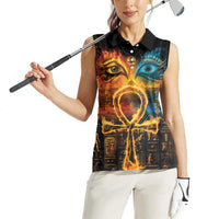 Eye of Ra and Eye of Horus Women Sleeveless Polo Shirt Power and Magic Ancient Egyptian Mythology - Wonder Print Shop