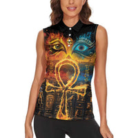 Eye of Ra and Eye of Horus Women Sleeveless Polo Shirt Power and Magic Ancient Egyptian Mythology - Wonder Print Shop