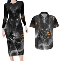 Mythical Anubis Couples Matching Long Sleeve Bodycon Dress and Hawaiian Shirt The Egyptian God of Death LT9 - Wonder Print Shop