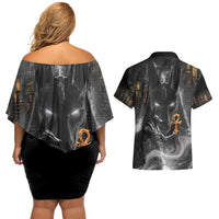 Mythical Anubis Couples Matching Off Shoulder Short Dress and Hawaiian Shirt The Egyptian God of Death LT9 - Wonder Print Shop