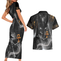 Mythical Anubis Couples Matching Short Sleeve Bodycon Dress and Hawaiian Shirt The Egyptian God of Death LT9 - Wonder Print Shop