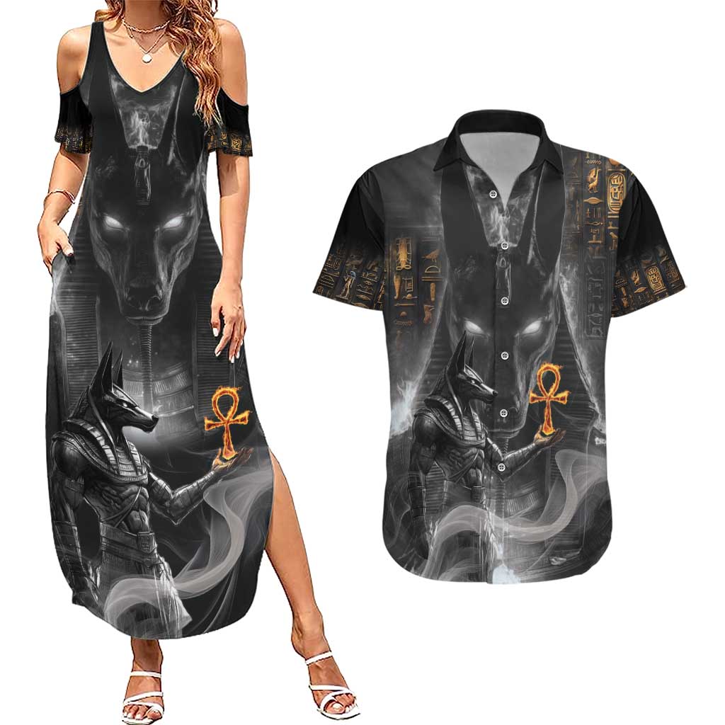 Mythical Anubis Couples Matching Summer Maxi Dress and Hawaiian Shirt The Egyptian God of Death LT9 - Wonder Print Shop