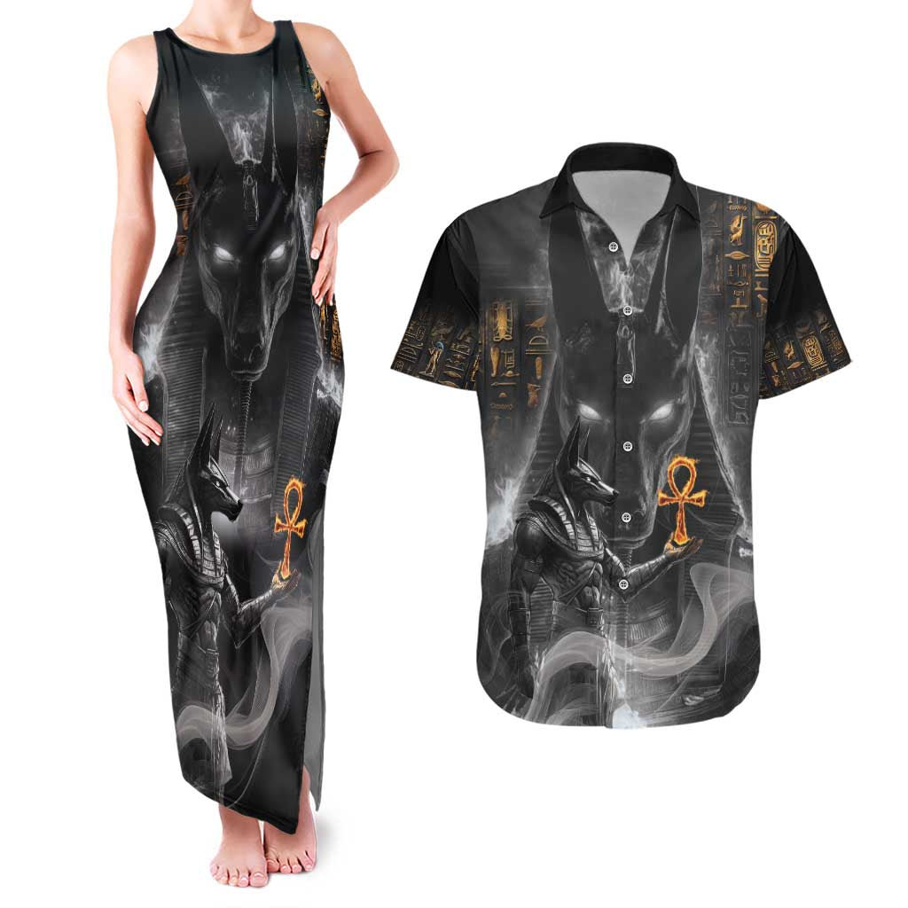 Mythical Anubis Couples Matching Tank Maxi Dress and Hawaiian Shirt The Egyptian God of Death LT9 - Wonder Print Shop