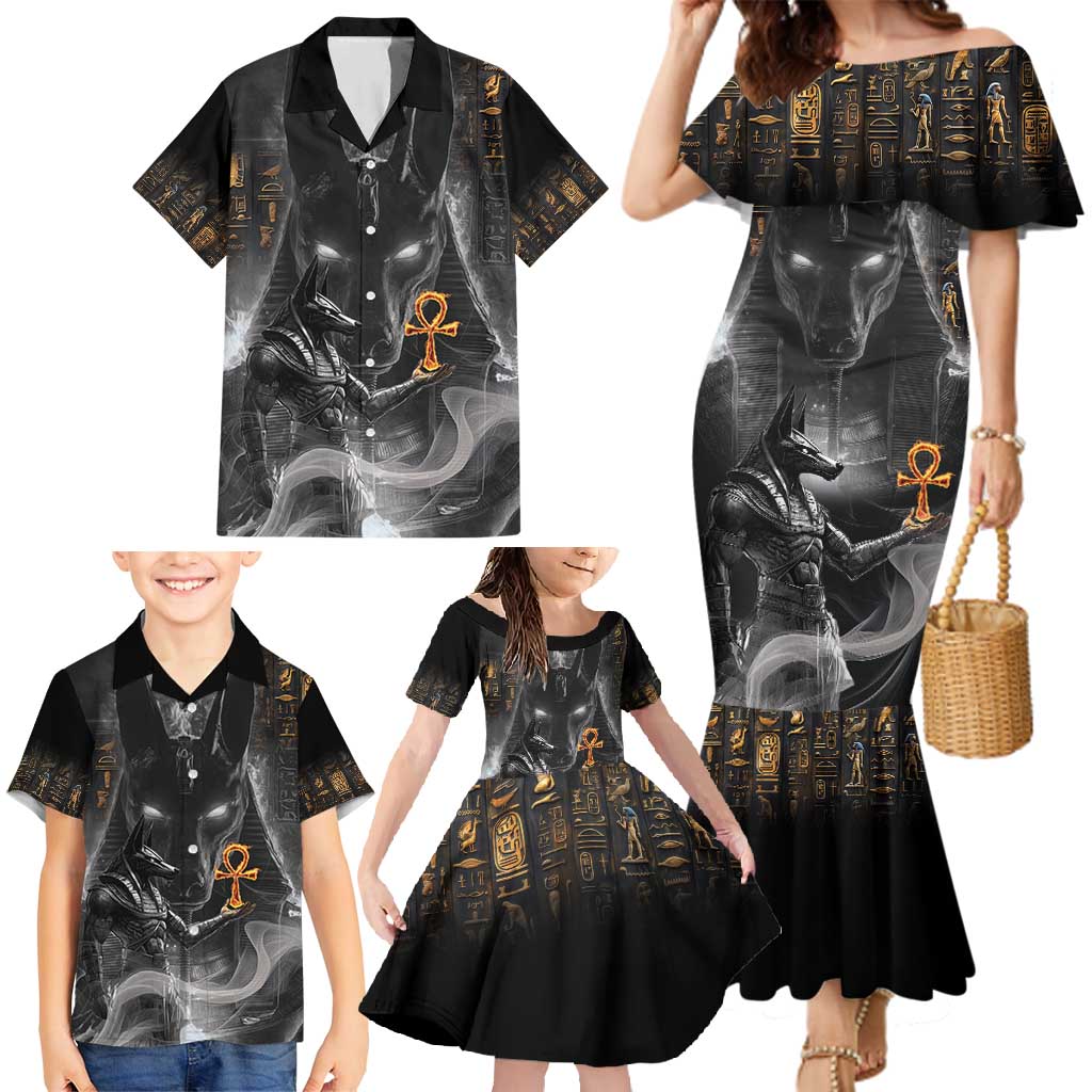 Mythical Anubis Family Matching Mermaid Dress and Hawaiian Shirt The Egyptian God of Death LT9 - Wonder Print Shop