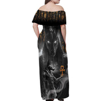 Mythical Anubis Family Matching Off Shoulder Maxi Dress and Hawaiian Shirt The Egyptian God of Death LT9 - Wonder Print Shop