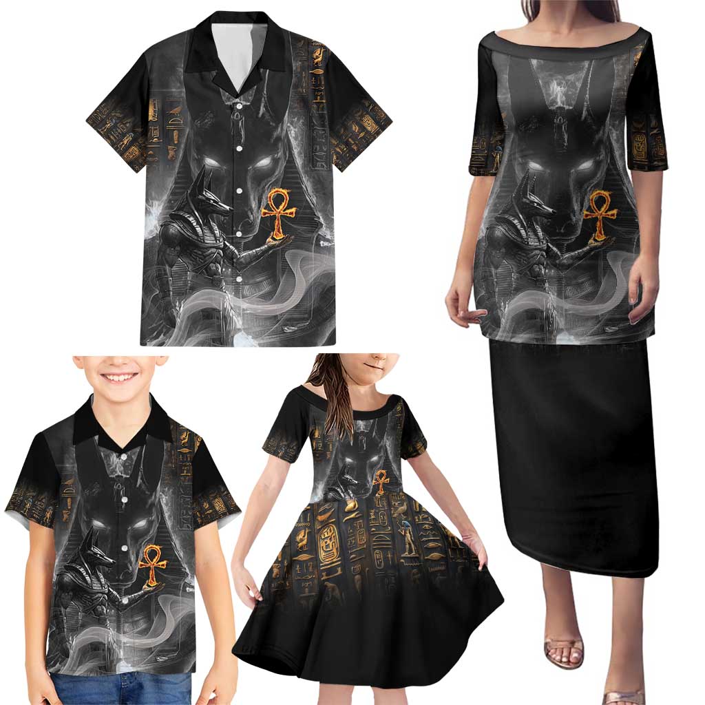 Mythical Anubis Family Matching Puletasi and Hawaiian Shirt The Egyptian God of Death - Wonder Print Shop