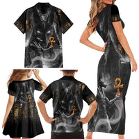 Mythical Anubis Family Matching Short Sleeve Bodycon Dress and Hawaiian Shirt The Egyptian God of Death - Wonder Print Shop